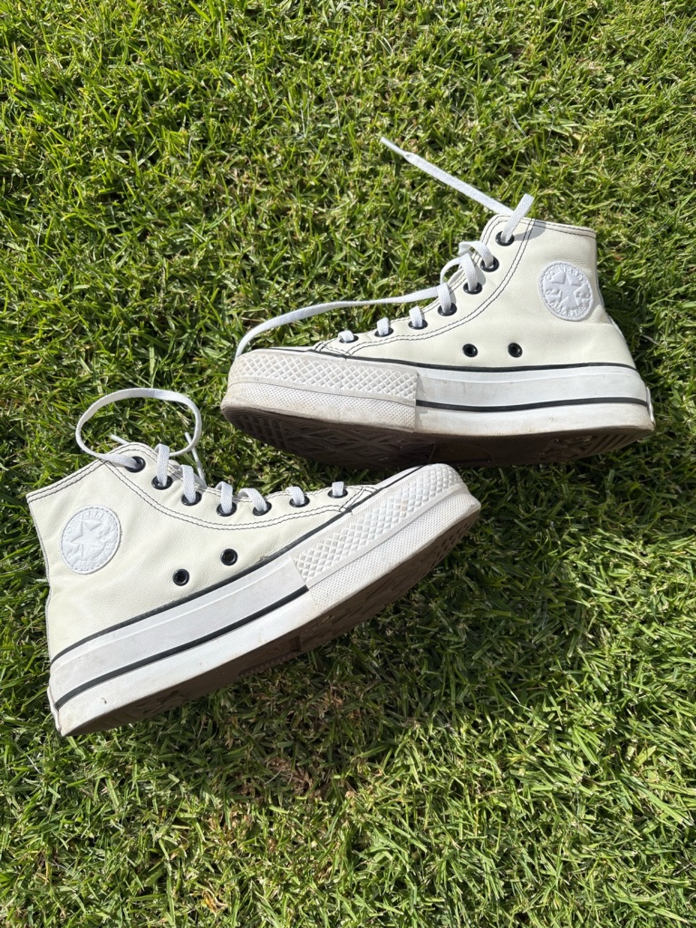 Classic High-Top Leather Sneakers in Off-White